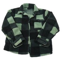 Čierno-zelená kockovaná huňatá bunda Kids