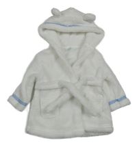 Bílý chlupatý župan s pruhy a páskem Studio 