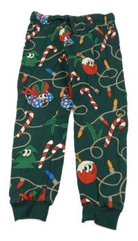 Tmavozelené tepláky s vánočním motivem H&M