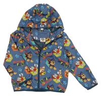 Modrošedá šusťáková jarní bunda s Paw Patrol a kapucí 