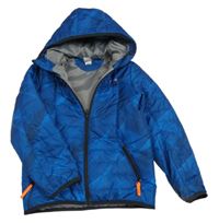 Modro-černá funkční šusťáková zimní bunda s kapucí Decathlon