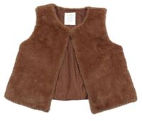 Oranžovohnědá chlpatá kožušinová vesta C&A