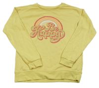 Žltá mikina s nápisom a dúhou Primark