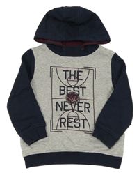 Šedo-tmavomodrá mikina s míčem a kapucí Topolino