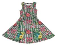 Čierno-biele pruhované šaty s kvetmi V by Very