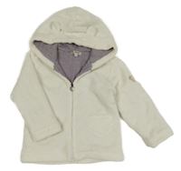 Bílý chlupatý podšitý kabátek s kapucňou Steiff