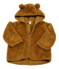 Medová chlupatá propínací mikina s kapucí H&M