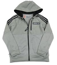 Šedá sportovní šusťákovo/tepláková bundomikina s kapucí Adidas