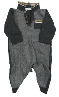 Tmavošedo-bílý pletený overal s límečkem Next