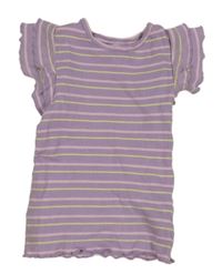 Levandulové žebrované tričko s proužky Sinsay