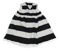 Čierno-biele pruhované plátenné zavinovací šaty H&M