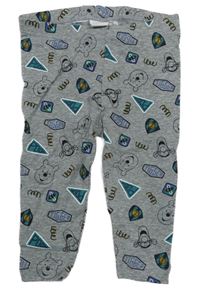 Sivé melírované legíny s medvídkem Pú Disney