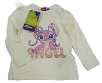 Nové - Smetanové triko se Stitchem a síťovinou Disney