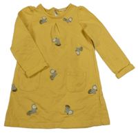 Žlté teplákové šaty s veverkami