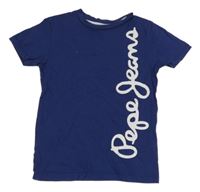 Tmavomodré tričko s logom Pepe Jeans