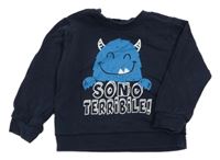 Tmavomodrá oversize mikina s príšerkou Blukids