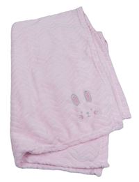 Růžová vzorovaná plyšová deka se zajíčkem pure baby