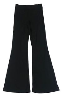 Čierne rebrované flare nohavice H&M