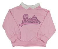 Ružová oversize mikina s logom a golierikom zn. Barbie