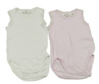 2x - Perforované body s krajkou - Bílé, světlerůžové H&M
