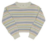 Smetanovo-farebný pruhovaný pletený crop sveter H&M