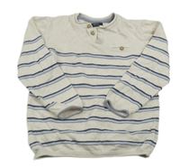 Světlebéžovo-modro-bielo-tmavomodrý pruhovaný sveter Next