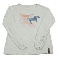 Bielo-svetlosivé melírované tričko s koníky YIGGA