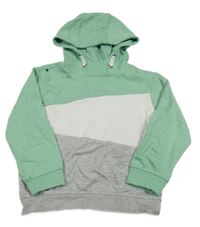 Zeleno-bielo-sivá melírovaná mikina s kapucňou Topolino