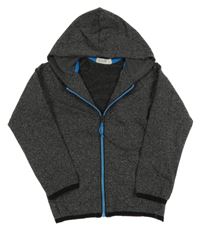 Tmavošedá melírovaná thermo propínací mikina s kapucí 