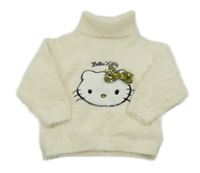 Smetanový chlupatý svetrový rolák s Kitty s flitry C&A