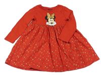 Červené šaty s Minnie a zlatými hvězdičkami Disney
