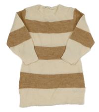 Smetanovo-hnedé pruhované vlnené šaty H&M