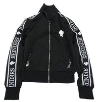 Černá propínací sportovní mikina s dívkou a pruhy s logy REINDERS