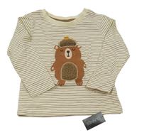 Nové - smetanovo-hnědé pruhované triko s medvídkem St. Bernard