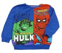 Cobaltovoě modro-červená mikina s HULKEM a Spider-manem George