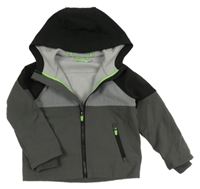 Tmavošedo-šedo-černá softshellová bunda s kapucí OVS