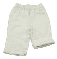 Smetanové manšestrové podšité kalhoty 