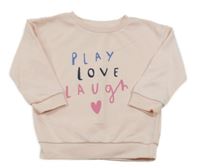 Svetloružová mikina s nápismi a srdiečkom PRIMARK