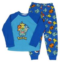Modro-cobaltovoě modré fleecové pyžama s pokémony PRIMARK