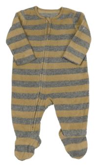 Béžovo-sivý pruhovaný fleecový overal George