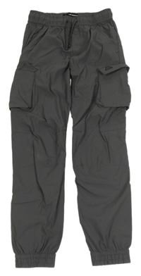 Tmavošedé kostkované cargo cuff šusťákové outdoorové kalhoty PEAK