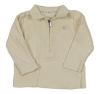 Smotanová rebrovaná mikina s golierikom RIVER ISLAND