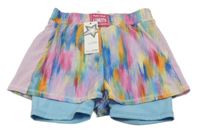 Nové - Barevno-světlerůžovo/světlemodré batikované funkční dvojité kraťasy St. Bernard
