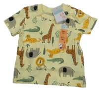 Nové - svetložlté tričko so zvieratkami PRIMARK