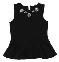 Černá vzorovaná slavnostní tunika s korálky/kamínky George