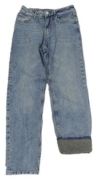 Světlemodré plísňové relaxed fit waist lined podšité rifle H&M