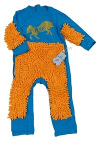 Nové - modro-oranžový baby mop se zlatým jednorožcem 