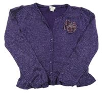 Purpurový melírovaný prepínaci crop sveter s 3D květem a trblietkami Monsoon