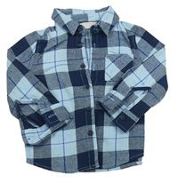 Modro-tmavomodrá kockovaná košeľa Primark