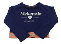 Tmavomodré crop tričko s nápisom a srdcem zn. McKenzie